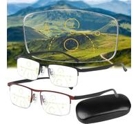 ToatlHeal Outfany Intellireaders, Titanium Progressive Far and Near Dual-Use Reading Glasses, Gafas de Lectura de Titanio de Doble Uso lejano y cercano ('+3.00,Black+Red)