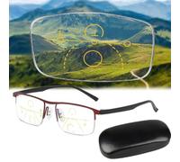 ToatlHeal Outfany Intellireaders, Titanium Progressive Far and Near Dual-Use Reading Glasses, Gafas de Lectura de Titanio de Doble Uso lejano y cercano ('+3.00,Red)