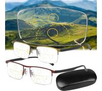 ToatlHeal Outfany Intellireaders, Titanium Progressive Far and Near Dual-Use Reading Glasses, Gafas de Lectura de Titanio de Doble Uso lejano y cercano ('+4.00,Gold+Red)