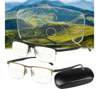 ToatlHeal Outfany Intellireaders, Titanium Progressive Far and Near Dual-Use Reading Glasses, Gafas de Lectura de Titanio de Doble Uso lejano y cercano ('+2.00,Black+Gold)
