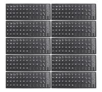 TOBBOMEY 10 Piezas Pegatinas Teclado Español Adhesivos Reemplazo para Portátil y PC Negro Mate con Letras Fácil Aplicación para Teclado QWERTY Multiidioma