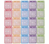 TOBBOMEY 100 Tarjetas de Bingo de Papel en 5 Colores Vibrantes Juego de Bingo Interactivo para Fiestas y Reuniones Familiares Material Resistente de Cartulina Adecuado para Eventos y