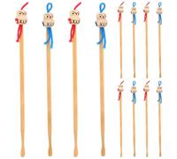 TOBBOMEY 12 herramientas para eliminar la cera de los oídos: palillo japonés de bambú para los oídos, cuchara para la cera de los, herramienta de masaje limpiador manual, palillo reutilizable