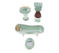 TOBBOMEY 12 Mini Muebles de Baño de Cerámica 4 Piezas Color Verde Claro Modelo en Miniatura para Casa de Muñecas Accesorio Decorativo de Juguete para Conjunto Detallado y Realista