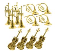 TOBBOMEY 12piezas Adornos De Instrumentos Para Decoración De Árbol De Navidad Trompetas y Violines Colgantes