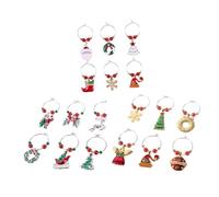 TOBBOMEY 18 Piezas Anillos Decorativos Metálicos para Copas de Vino Reutilizables Estilo Navidad Identificadores Brillantes para Fiestas Familiares y Eventos Festivos