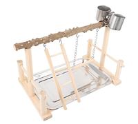 TOBBOMEY 1juego Soporte De Madera para Periquitos y Interactiva Comedero y Escalera Estación para Aves Estable y para Entrenamiento y Actividades Físicas
