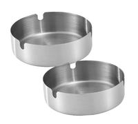 TOBBOMEY 2 Piezas Ceniceros de Acero Inoxidable Resistentes para Interiores y Exteriores Diseño Anticaída Capacidad Amplia y Compacto para Hogar Oficina o Coche