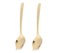 TOBBOMEY 2 piezas Cubertería Spork de Acero Inoxidable con Mango para Ensalada Pasta y Ramen Utensilios Multifuncionales para Camping y Servicio Hogar