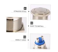 TOBBOMEY 2 piezas Interruptor Botón Metálico Plano Resistente al Agua Pulsador Momentáneo de Acero Inoxidable para Control Eléctrico y Arranque Remoto