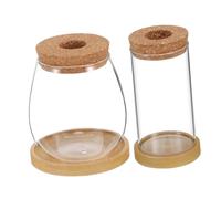 TOBBOMEY 2 Piezas Jarrones de para Plantas Hidropónicas con Tapa de Corcho y Bandeja Macetas Transparentes para Propagación Interior Florero Cilíndrico para Decoración y Fácil