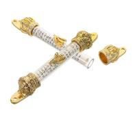 TOBBOMEY 2 Piezas Mezuzá Judía Metálica con Pergamino Sagrado Decoración Religiosa para Puerta Exterior con Bendición Tradicional para Protección y Regalo de Hanukkah