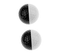 TOBBOMEY 2 Piezas Pelotas de Práctica de Golf Doble Bicolor con Línea de Puntería para Entrenamiento de Putting y Swing Accesorio Duradero para Mejorar Técnica Interiores y Exteriores