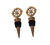 TOBBOMEY 2 Piezas Tapones para Botellas de Vino con Diseño de Brújula de Reutilizables y Saludables Selladores Herméticos para Fiestas Bares y Celebraciones