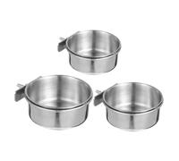 TOBBOMEY 3 Piezas Tazones para Jaula de Pájaros Resistentes Mordeduras de Cuencos Colgantes para Alimentación de Periquitos y Cacatúas con Soporte de Clip Desmontable para Comida y Agua