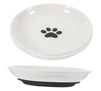 TOBBOMEY 3piezas Tazón De Cerámica para Gatos De Platos Antideslizantes Base De Silicona Comedero para Comida y Agua para Gatitos y Gatos De Patas Cortas