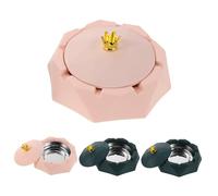 TOBBOMEY 4 Piezas Cenicero Redondo con Tapa Resistente al Viento Interior de Acero Inoxidable Diseño Elegante para Hogar y Oficina de Rosa Verde