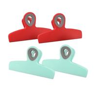 TOBBOMEY 4 piezas Clips para Bolsas Grandes Pinzas Selladoras Resistentes para Snacks y Clips de Duraderos para Cierre Hermético de Alimentos de Rojo y Verde