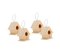 TOBBOMEY 4 Piezas Kit de Casitas de Madera sin para Pájaros Mini Nidos Colgantes Pequeños para Decoración Exterior Seguro y Portátil para Colibríes y Manualidades Infantiles