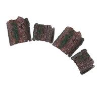 TOBBOMEY 4 Piezas Reptile Hide Cave Simulated Bark Plastic Shelter For Lizards Snakes Spiders and Small Pets Terrarium and Aquarium Hideout Compatible with Geckos