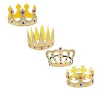 TOBBOMEY 4piezas Coro De Rey Para Niño Niña De Disfraces De Cumpleaños Accesorios Para Fiestas y Fotografía Incluye Coronitas Doradas y Cruz