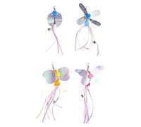 TOBBOMEY 4piezas Varita Interactiva para Gatos con Campana Accesorios De Teaser para Mascotas Estimula El Ejercicio Diversión De Tu Gato Aleatorios Abeja Libélula Mariquita