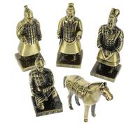 TOBBOMEY 5 Piezas Figuras de Guerreros de Terracota Aleación Esculturas Decorativas Vintage para Escritorio Estatuillas Creativas para Decoración del Hogar