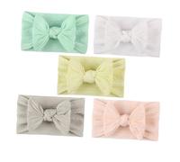 TOBBOMEY 5piezas Diadema para Niña de Nailon Lazo Diademas de Cinta Pelo de Textura de Jacquard Accesorio Cabeza para Cinta Pelo Bebe Niña Meses