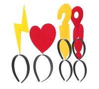 TOBBOMEY 6 Diademas Símbolos Divertidos para Fiesta Accesorios Cabello en Colores Rojo y Amarillo Diadema Flechas y Signos Tocado Ligero para Mujeres y Niñas Adecuado para Eventos y