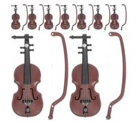 TOBBOMEY 9 Juegos de Modelos de violín en Miniatura - Figura Coleccionable de violín eléctrico diminuto con - Adorno de Estatua de Instrumento Musical de Madera para casa de muñecas, Ideal para