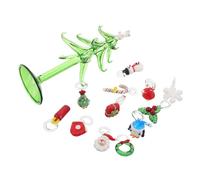 TOBBOMEY Árbol de Navidad de Cristal Miniatura Decorativo con Figura de Muñeco Santa Claus Adorno para Mesa para Hogar y Oficina Decoración Navideña Compacta y Elegante