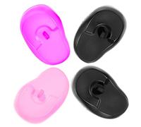 TOBBOMEY Auditivos para Teñir Cabello 4 Piezas Silicona Reutilizables Talla Única Protección contra Calor para Peluquería y Viajes Unisex Rosa, Morado, Negro y Negro
