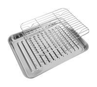 TOBBOMEY Bandejas para Hornear y Rejilla de Enfriamiento de Acero Inoxidable con Diseño Antiadherente Bandeja para Drenar Aceite y Barbacoa para Cocinar Snacks y Asados Casa Camping y