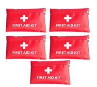 TOBBOMEY Bolsa de Primeros Auxilios Mini 16X11 CM 5 Piezas Roja Maletín Médico Portátil de 420D Oxford para Emergencias Organizador Compacto para Senderismo Camping y Viajes