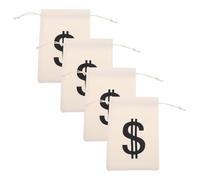 TOBBOMEY Bolsa Pequeña de Lona 16X22 CM Cordón 4 Unidades Color Beige Bolsa de Dinero Falso y Organizadora para Monedas Dulces Joyas y Regalos de Fiesta Estilo Pirata