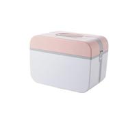 TOBBOMEY Caja De Almacenamiento De Portátil De Plástico Doble Capa Botiquín Multifuncional Grande Color Rosa Modelo Para Hogar y Trabajo