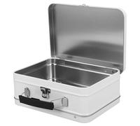 TOBBOMEY Caja de Hojalata Blanca 75 MM con Cerradura y Asa Caja Metálica Portátil para Almacenamiento Seguro de Dulces Joyas y Recuerdos Recipiente de Almacenamiento Vintage Adecuado