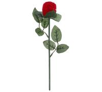 TOBBOMEY Caja para Anillos Forma de Rosa Roja y Hojas Joyero de Terciopelo 4X4 CM Estuche Oculto para Anillos de Compromiso y Promesa Obsequio Adecuado para Pedida de Mano y San