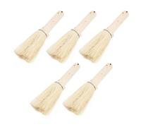 TOBBOMEY Cepillo Limpia Vajillas Mango Largo de Madera y Cerdas Densas de Fibra Sintética, 5 Piezas para Ollas Multiusos y Barbacoa Limpia, Almacenamiento Suspensión