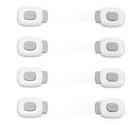 TOBBOMEY Cerraduras de Seguridad para Cajones y Armarios para Bebés 4 Piezas Color Gris Pestillos Infantiles Multifuncionales para Protección Hogar Aptos para Nevera Ropero y Muebles