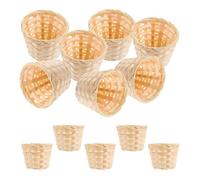 TOBBOMEY Cestas de Mimbre Pequeñas 12 Unidades, Organizador de Escritorio y Almacenamiento para Frutas y Pan, Decoración Artesanal para Casa