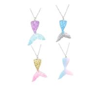 TOBBOMEY Collares de Sirena de Acero Inoxidable Color Degradado Set de 4 Piezas Morado Dorado Azul Multicolor para Niñas y Mujeres Joyería Temática para Fiestas y Recuerdos de