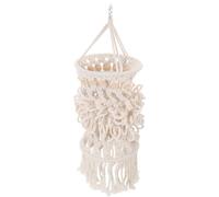 TOBBOMEY cubierta de luz colgante de macramé pantalla de macramé boho cubierta de luz colgante bohemia rústica sombra de lámpara Cuerda de algodón White