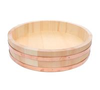 TOBBOMEY Cuenco de Madera para Mezclar Arroz y Sushi 30x7,5 Cm, Tazón de Bibimbap sin Tratar, Utensilio para Cocina Japonesa y Coreana, Adecuado para Restaurantes y Preparación Casera
