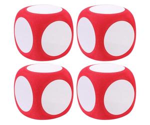 TOBBOMEY Dados de Espuma Grandes en 6 Cm 4 Piezas Color Rojo para Juegos de Fiesta, Actividades Escolares y Manualidades, Dados Duraderos y Livianos para Enseñanza Matemática