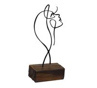 TOBBOMEY Escultura de Arte Hierro con Figura Femenina Adorno Minimalista de Escritorio para Oficina Decoración Moderna para Sala y Habitación Base de Madera Negra Estatua Artística de