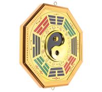 TOBBOMEY Espejo Bagua Feng Shui Decorativo de Bronce 19,5 Cm Borde Dorado, Colgante Taoísta para Puerta y Pared, Amuleto Protección Hogar y Negocios, Espejo Convexo Yin Yang para Alejar