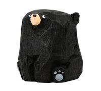 TOBBOMEY Estatua de Oso de Madera Tallada Mano Figurita Decorativa Pequeña Estilo Rústico para Hogar Oficina y Decoración Interior