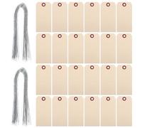 TOBBOMEY Etiquetas de Embalaje Manila 6X12 CM 50 Unidades con Alambre de Hierro para Envío y Logística Industrial Etiquetas en Blanco Resistentes para Gestión de Paquetes y Control de