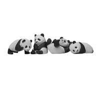 TOBBOMEY Figuras Decorativas de Pandas Miniatura Set de 4 Adorables Animales Negro y Blanco para Decoración del Hogar Oficina y Pasteles Juguetes Panda